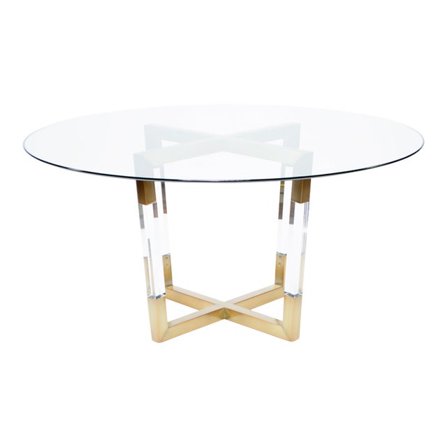 Mecox Acrylic and Brass Dining Table For Sale