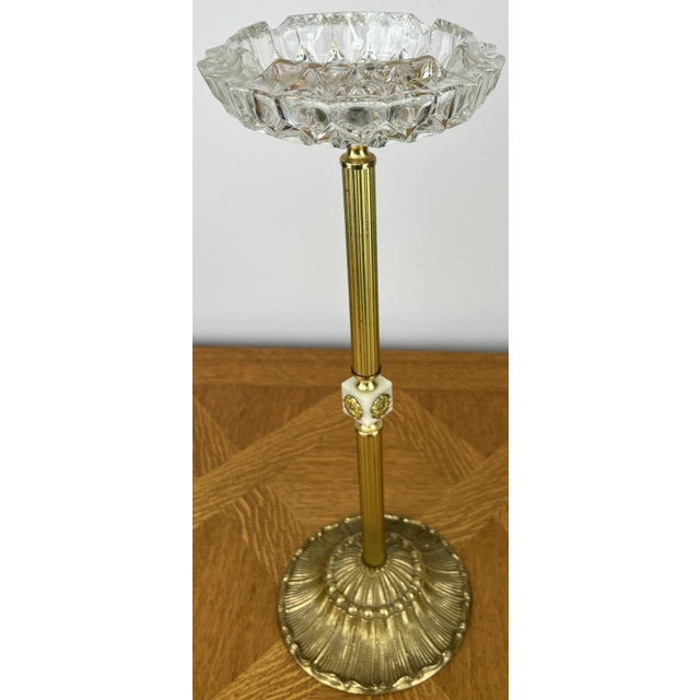Vintage French Ashtray Stand in Brass and Onyx Crystal For Sale - Image 14 of 14