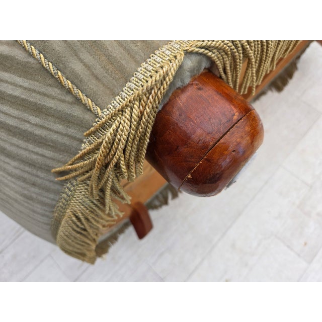 1960s Danish 2-Seater Curved Sofa in Furniture Velour and Beech Wood, 1960s For Sale - Image 5 of 18