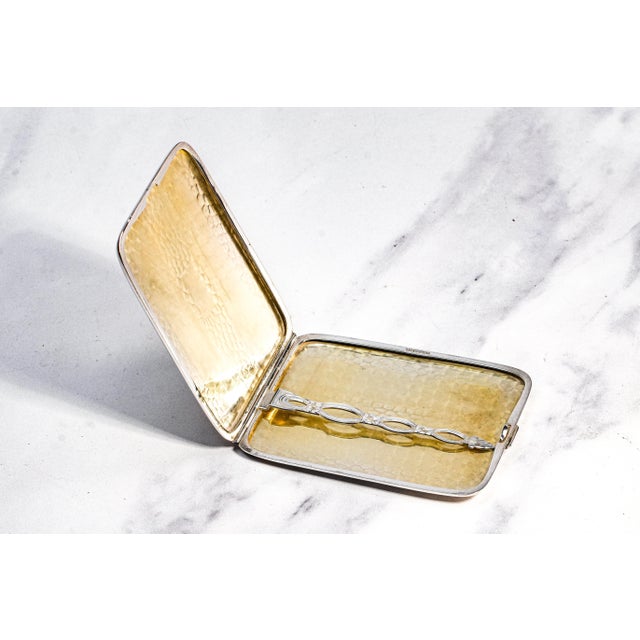 Gold Lux Hammered Antique Art Deco 14k Gold Sterling Silver Card Cigarette Case For Sale - Image 8 of 15