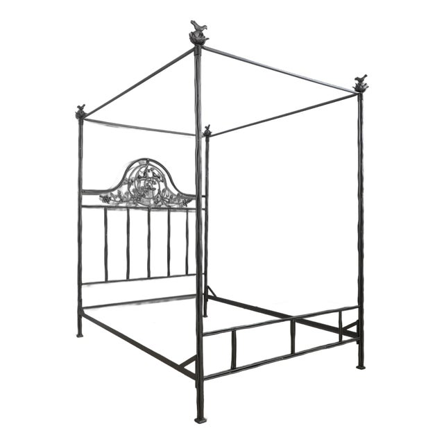Corsican Iron Twiggy Bird & Berry Queen Size Poster Bed For Sale
