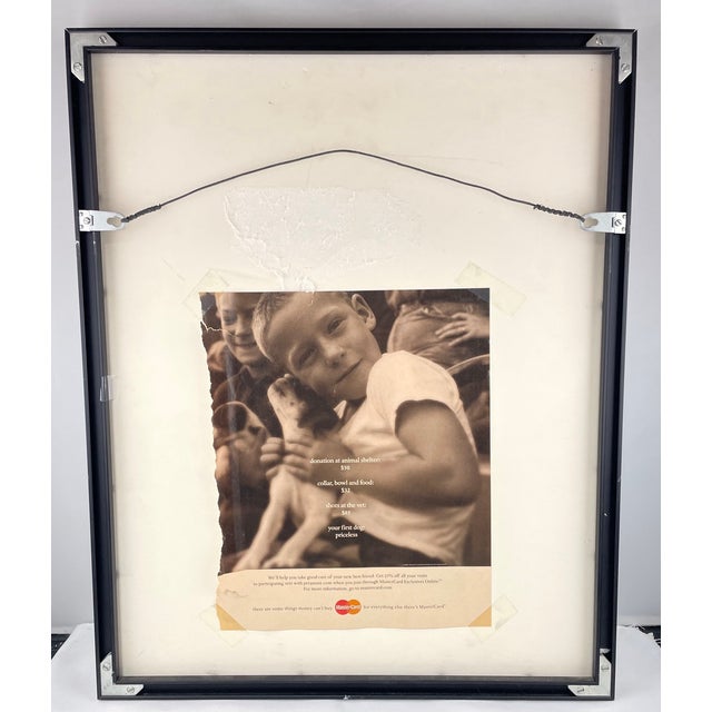 Nick Meek Framed Black and White Photograph "Boy With Puppy" Unsigned- Image Used in a Mastercard Ad Campaign in 2001 For Sale - Image 4 of 6