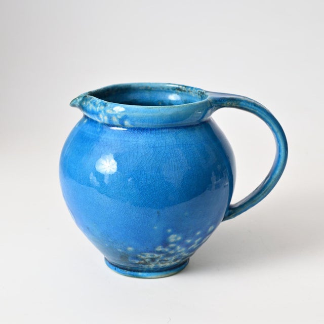 Danish Blue Glazed Ceramic Jug from Kahler, 1960s For Sale - Image 11 of 11