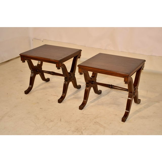 1900 - 1909 Pair of Edwardian Mahogany Side Tables From England, Circa 1900 For Sale - Image 5 of 10