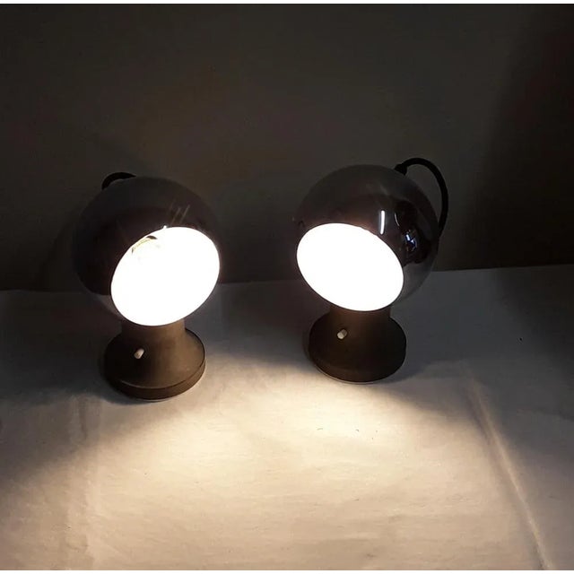 Vintage German Bedside Lamps with Gray Metal Foot with Magnetic Holder and Adjustable Chrome-Plated Chamber Screen, 1970s, Set of 2 For Sale - Image 4 of 7