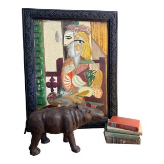 Wood and Leather Hippopotamus Sculpture For Sale