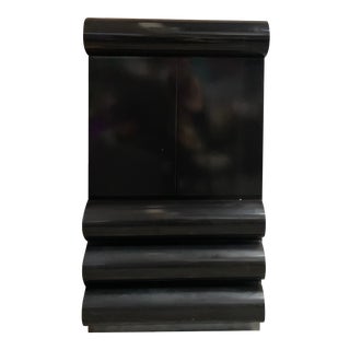 Postmodern Black Lacquered Bullnose Tall Boy Armoire For Sale