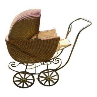 Antique Victorian Wicker Infant Pram For Sale
