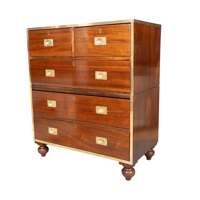Victorian Brass Mounted Mahogany Campaign Chest For Sale - Image 4 of 12