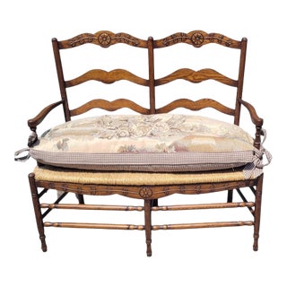 French Market Collection Country Rush Seat Bench For Sale