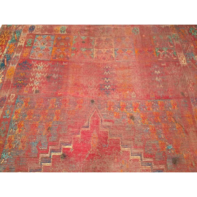 Moroccan Vintage Moroccan Rug, Hand-Knotted Wool, Geometric Pattern, Soft Red & Yellow, 6’ X 14’ For Sale - Image 3 of 18