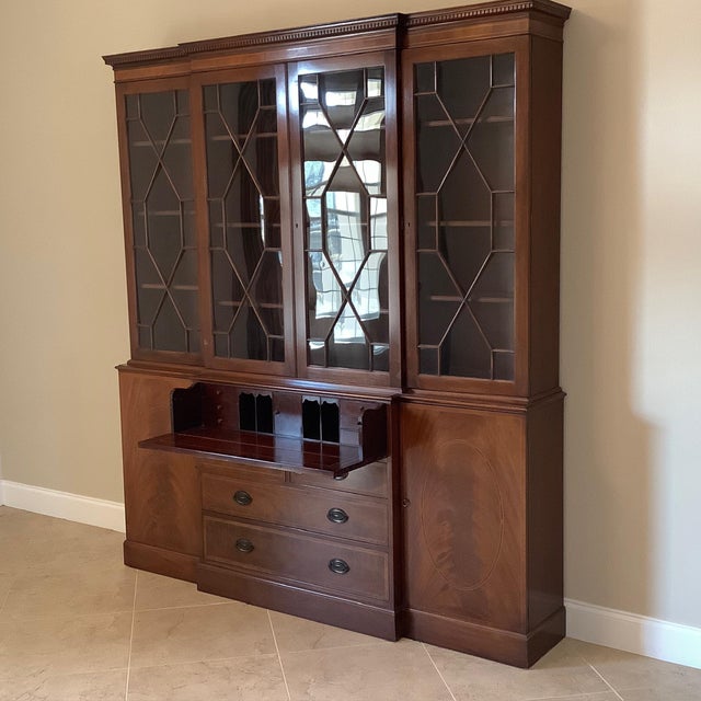 Vintage Baker Furniture Georgian Secretary/China Cabinet For Sale - Image 17 of 18