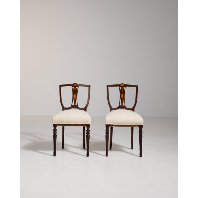 Brown 19th Century Pair of Empire Chairs with Upholstered Seats For Sale - Image 8 of 13