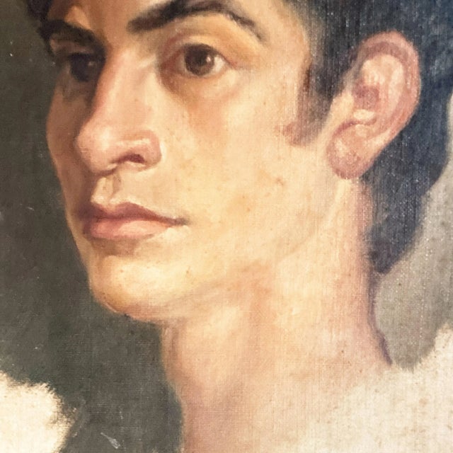 1960s Vintage Oil Portrait Painting of a Young Man Framed For Sale In Boston - Image 6 of 9
