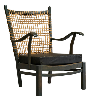 Vintage Dutch Lounge Chair in Wood and Rope, 1930s