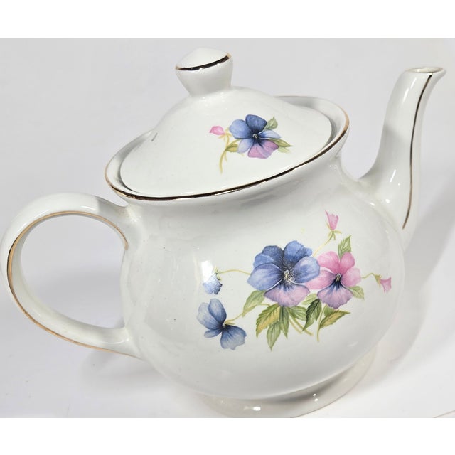Late 20th Century Pastel Pansies Teapot For Sale - Image 12 of 12