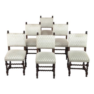 Set of 6 Antique 19th Century Renaissance Revival Oak Dining Chairs For Sale