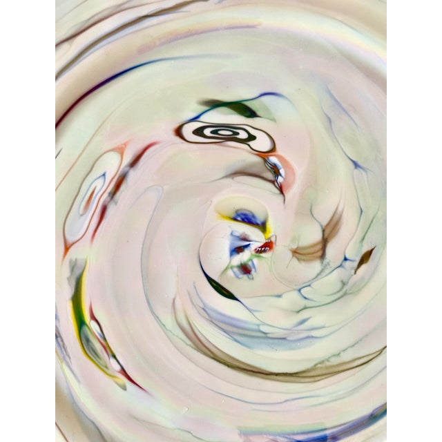 Murano Contemporary Murano Yalos Casa 12.25” Charger Plate — Iridescent White Millefiori Swirl With Wall Hanger For Sale - Image 4 of 12