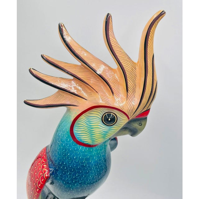 Vintage Sergio Bustamante Papier Mâché Parrot Sculpture, Mexican Modernism For Sale - Image 12 of 18