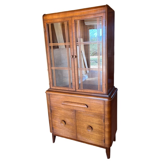 1930s Art Deco Waterfall China Cabinet For Sale - Image 10 of 10