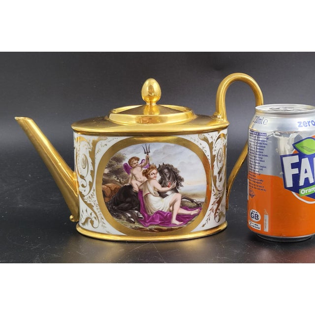 Antique Paris Porcelain Teapot with Mythological Scenes by Rue Vivienne for Bringeon, 1810 For Sale - Image 17 of 18