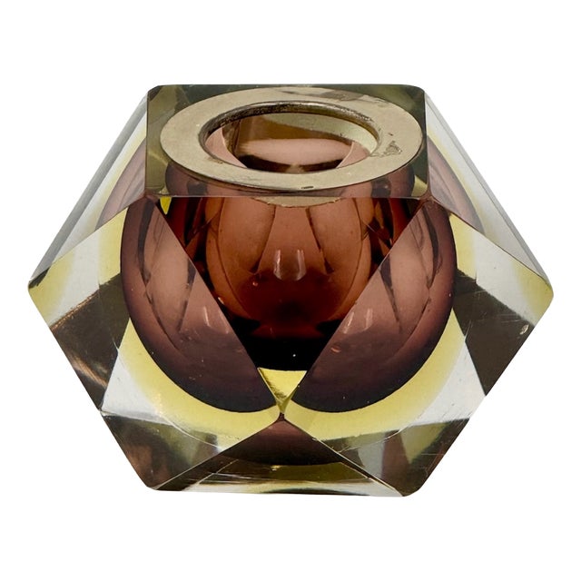 Geometric Sommerso Glass Vase, 1970s For Sale