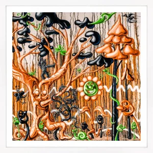 Kenny Scharf Furungle (Orange), Large Framed Archival Print With Diamond Dust, 2021