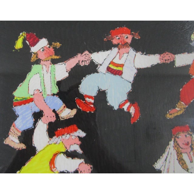 Figurative 1960s Lithograph Print by Jovan Obican Titled "Jewish Wedding" Framed Signed For Sale - Image 3 of 10