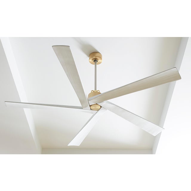 Metal Sean Lavin by Visual Comfort Fan Aspen 70" Ceiling Fan in Burnished Brass and Matte White For Sale - Image 7 of 7