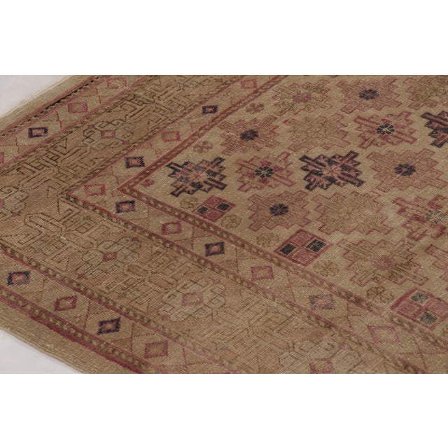Traditional Antique Khotan Rug, Beige and Pink Floral Geometric Pattern - Rug & Kilim For Sale - Image 3 of 8