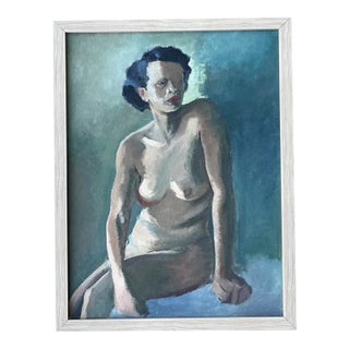 Vintage Original Nude Portrait Oil in Canvas For Sale