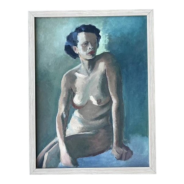 Vintage Original Nude Portrait Oil in Canvas For Sale