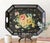 Mid 20th Century Mid 20th Century Hand Painted Black Floral Tray Vanity Serving Toleware Coffee Table Entryway Decor For Sale - Image 5 of 7