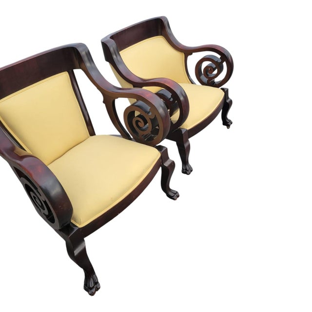 19th Century Walnut Empire Bedroom Chair Claw Feet-Newly Upholstered & Restored For Sale - Image 16 of 16