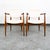Mid-Century Modern Mid Century Modern Armchairs Dining Chairs Walnut Wood 2 Two White American Pair For Sale - Image 3 of 12