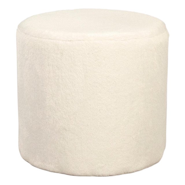 Remi Round Stool - White Faux Fur For Sale