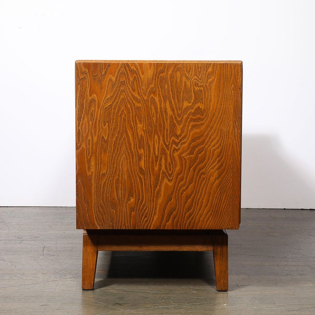 Mid-Century Paul Frankl Cerused Oak Chest of Drawers & X-Form Brass Pulls For Sale - Image 9 of 17