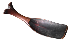 Tribal Wooden Spoon with Whale Tail Motif, Philippines, Early 20th Century