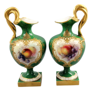 Fallen Fruits Ewers by R. Seabright for Royal Worcester, 1908, Set of 2