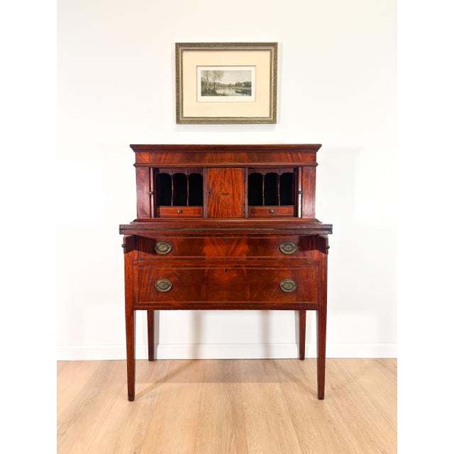 Antique Mahogany Federal Style Tambour Secretary For Sale In San Francisco - Image 6 of 10