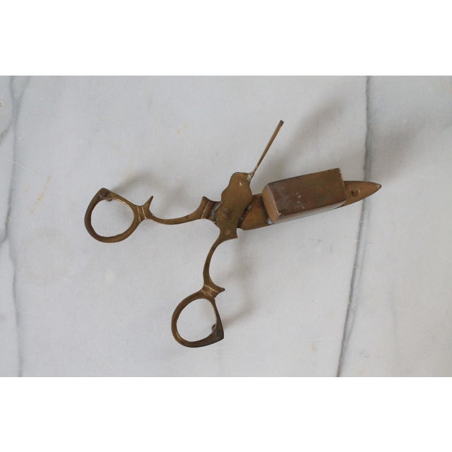 Vintage Brass Footed Candle Snuffer Scissors Wick Trimmer For Sale In Milwaukee - Image 6 of 6