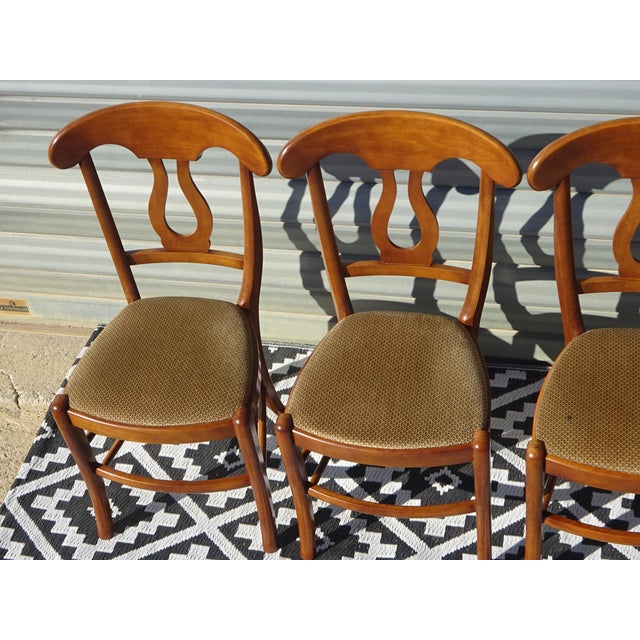 Beige Wooden Chairs with Golden Velvet Top, 1980s, Set of 4 For Sale - Image 8 of 18