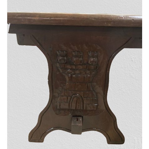 1960s Walnut Chess Table With Hand-Carved Figures. Spain, 1960s For Sale - Image 5 of 12