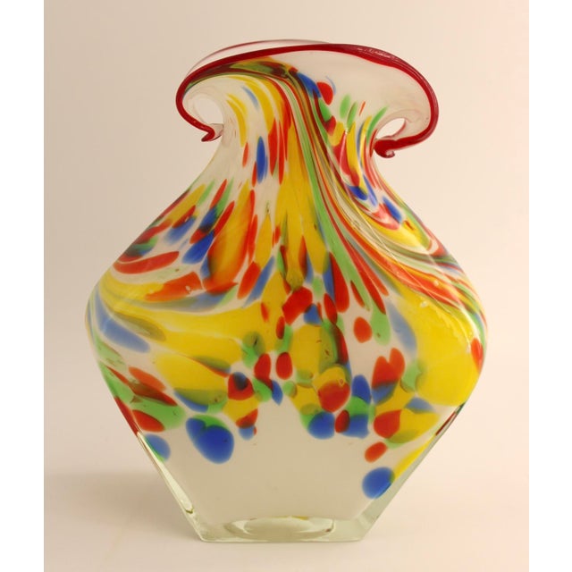 1970s Vintage Italian Murano Confetti Art Glass Vase, Hand Blown, MCM For Sale - Image 5 of 7