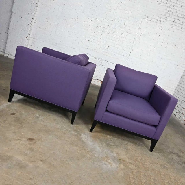 Late 20th Century Modern Purple Plum Tone Tuxedo Style Club Chairs by Baker a Pair For Sale - Image 5 of 13