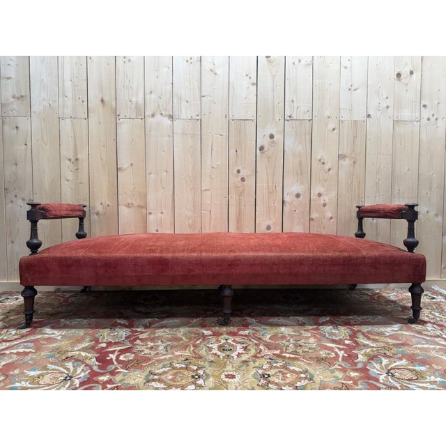 Red Napoleon III Bench in Turned Wood and Velvet For Sale - Image 8 of 8