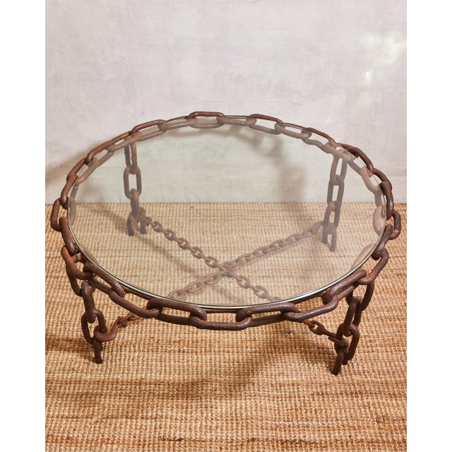Vintage Brutalist Linked Chain Round Coffee Table For Sale - Image 4 of 14