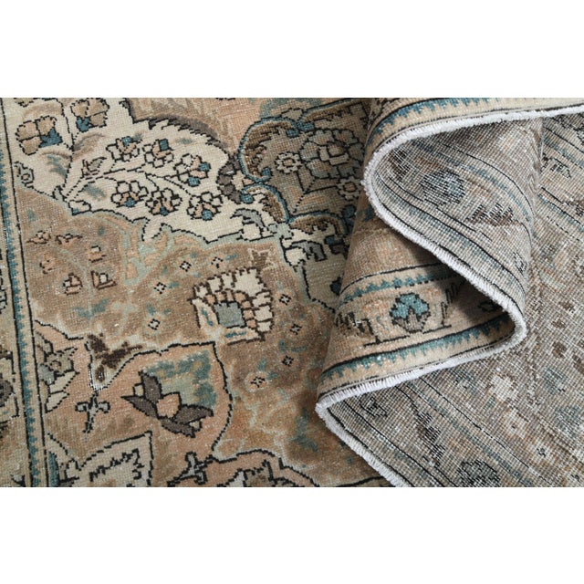 1970s Vintage Persian Handmade Wool Cotton Beige Area Rug For Sale - Image 10 of 11