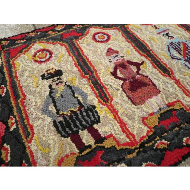 American Galerie Shabab Collection Mid-20th Century American Pictorial Hook Rug For Sale - Image 3 of 8
