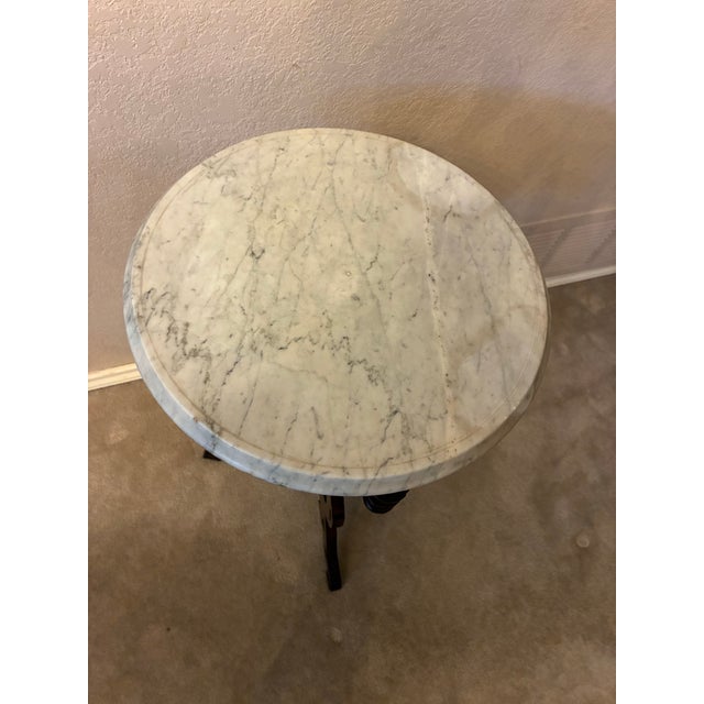 Early 20th Century Antique Victorian Style Marble Top Accent Table For Sale - Image 5 of 7